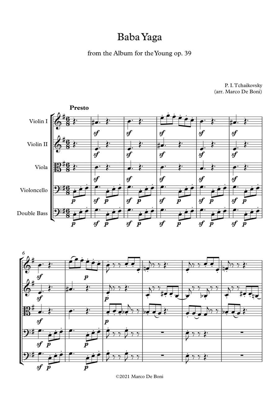Tchaikovsky - Baba Yaga - For Easy String Orchestra (arr. Marco De Boni)