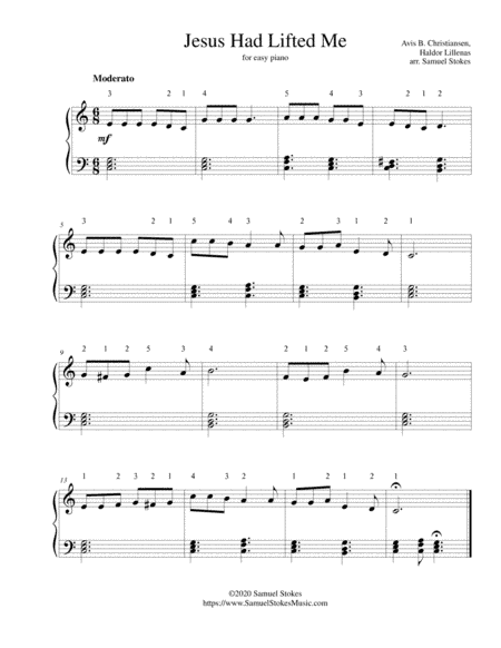 Jesus Has Lifted Me - for easy piano (arr. Samuel Stokes)