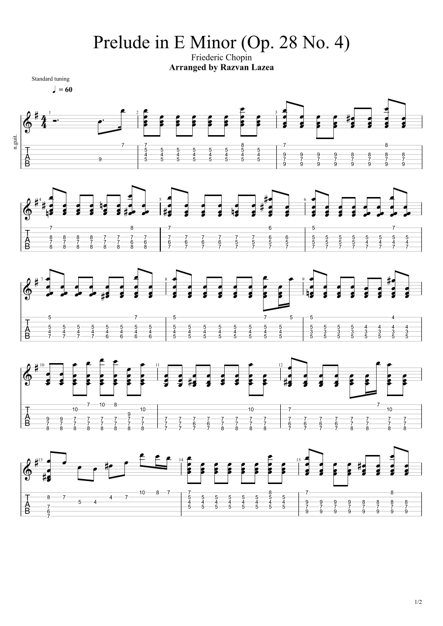 Chopin - Prelude in E Minor - Fingerstyle Guitar (arr. Razvan Lazea)