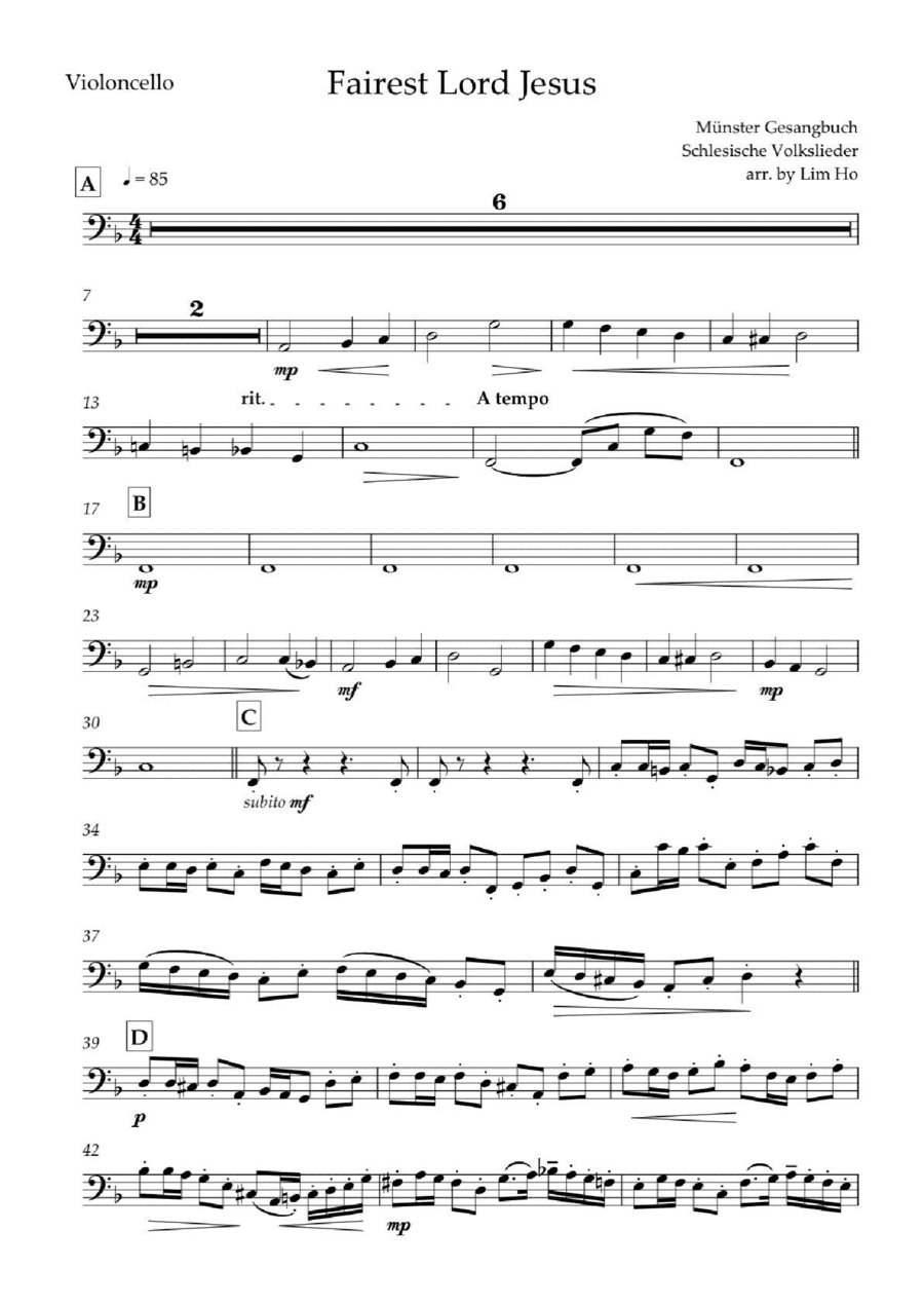 Fairest Lord Jesus for String Quartet