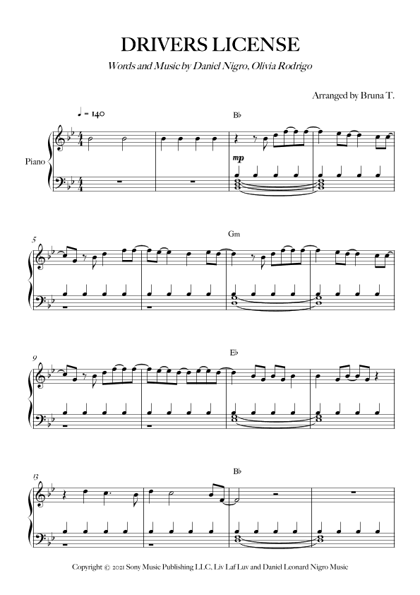 Drivers License (arr. Bruna T.)