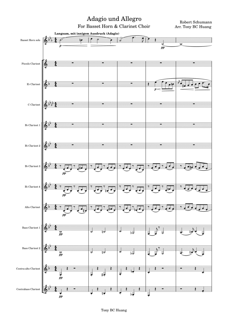 Schumann: Adagio and Allegro for Solo Basset Horn and Clarinet Choir (arr. Tony BC Huang)