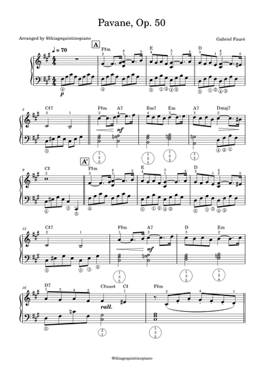 Pavane, Op. 50 (easy piano version) (arr. @thiagoquintinopiano)