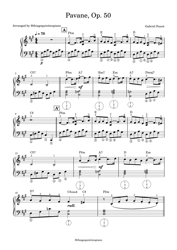 Pavane, Op. 50 (easy piano version) (arr. @thiagoquintinopiano)