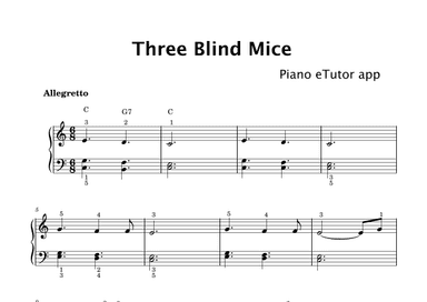 Three Blind Mice (folk song) - piano (arr. Piano eTutor app)