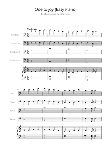 Ode To Joy - Easy Trombone Quartet w/ piano accompaniment (arr. Ygor Nunes)