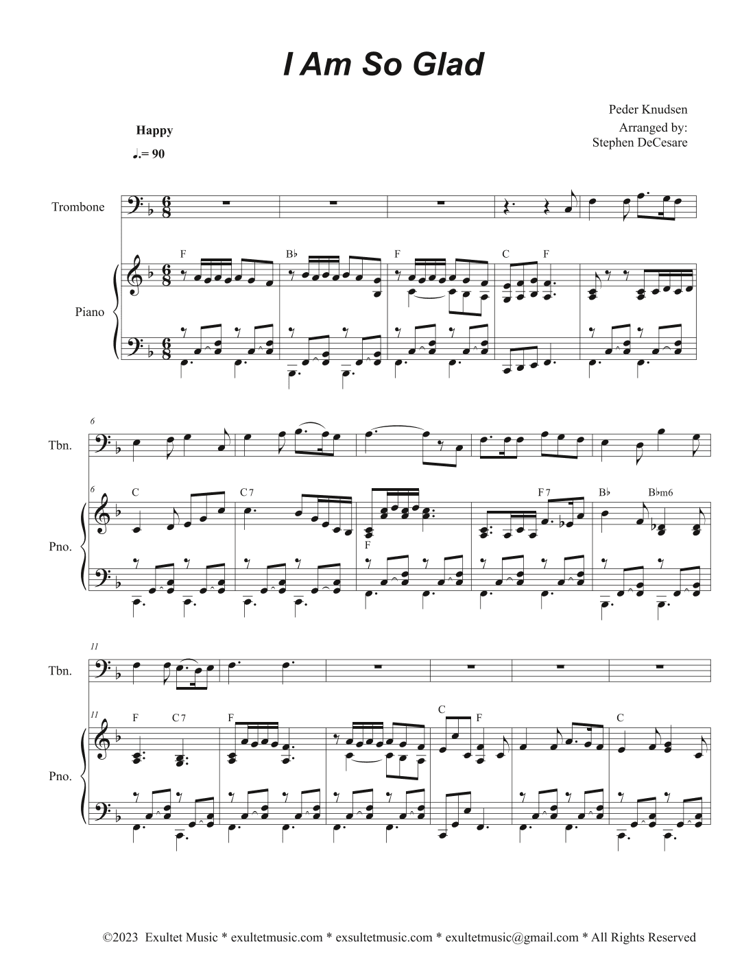 I Am So Glad (Trombone solo and Piano) (arr. Stephen DeCesare)