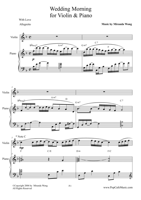 Wedding Morning - Wedding Music for Violin and Piano