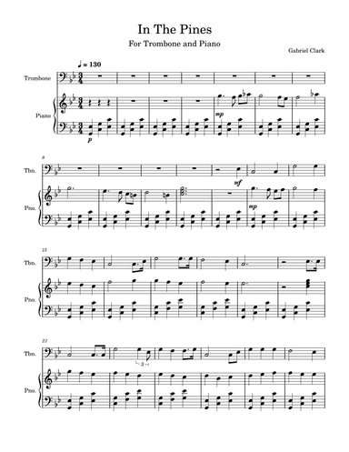 "In The Pines" for trombone and piano (arr. Gabriel Clark)
