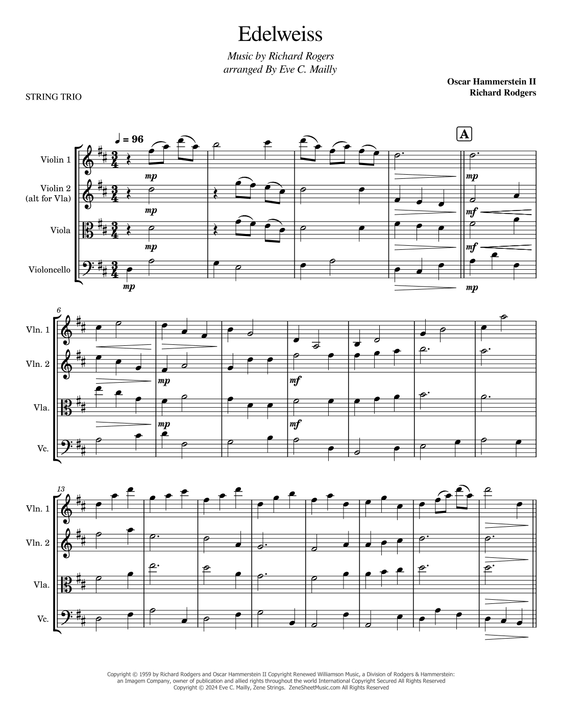 Edelweiss (arr. Eve C. Mailly - Zene Strings)