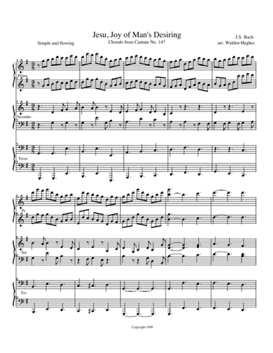 Jesu Joy for Piano Trio (1 Piano 6 Hands) (arr. Dr. Walden Hughes)