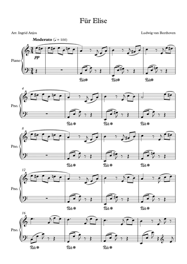 Für Elise - simplified (arr. Ingrid Anjos)