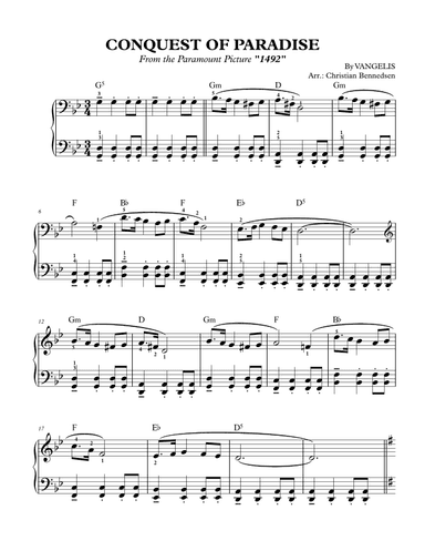 Conquest Of Paradise  from the Paramount Picture 1492 (arr. Christian Bennedsen)