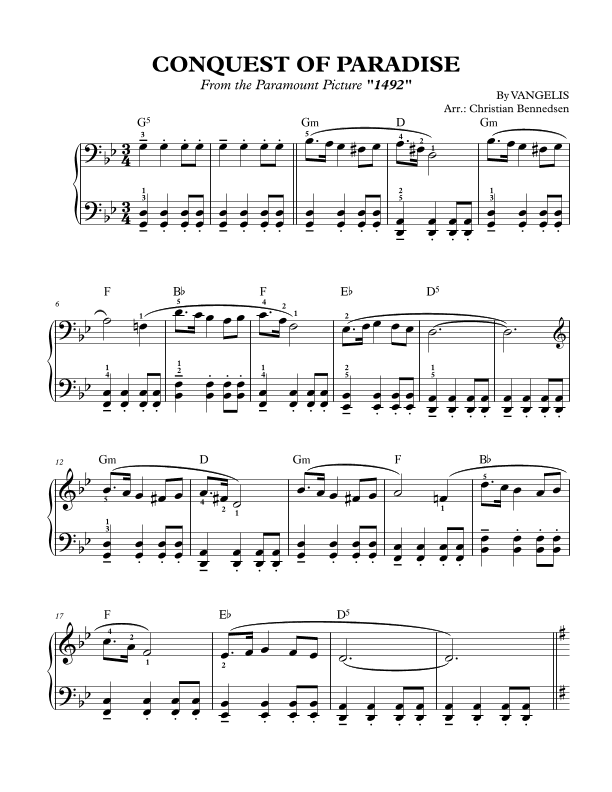 Conquest Of Paradise  from the Paramount Picture 1492 (arr. Christian Bennedsen)