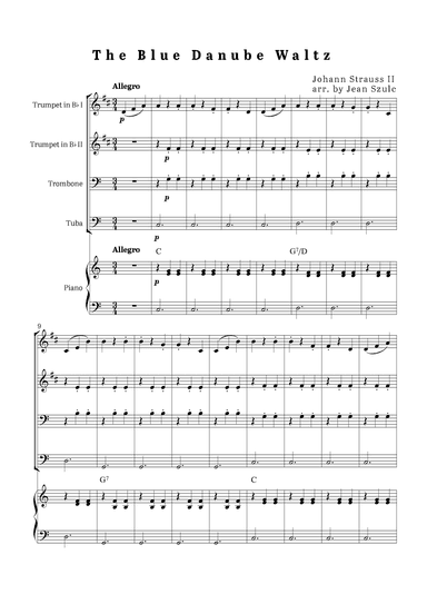 The Blue Danube Waltz - Brass Quartet and Piano (arr. Jean Szulc)