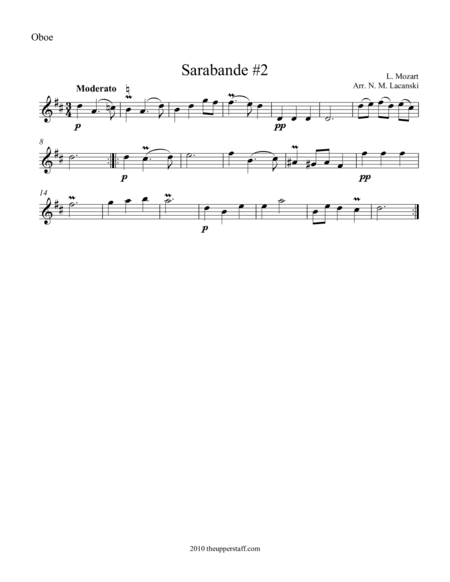 Sarabande #2 (arr. Nick Lacanski)