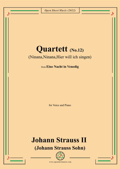 Johann Strauss II-Quartett(No.12:Ninana,Ninana,Hier will ich singen) (arr. OSM Press)