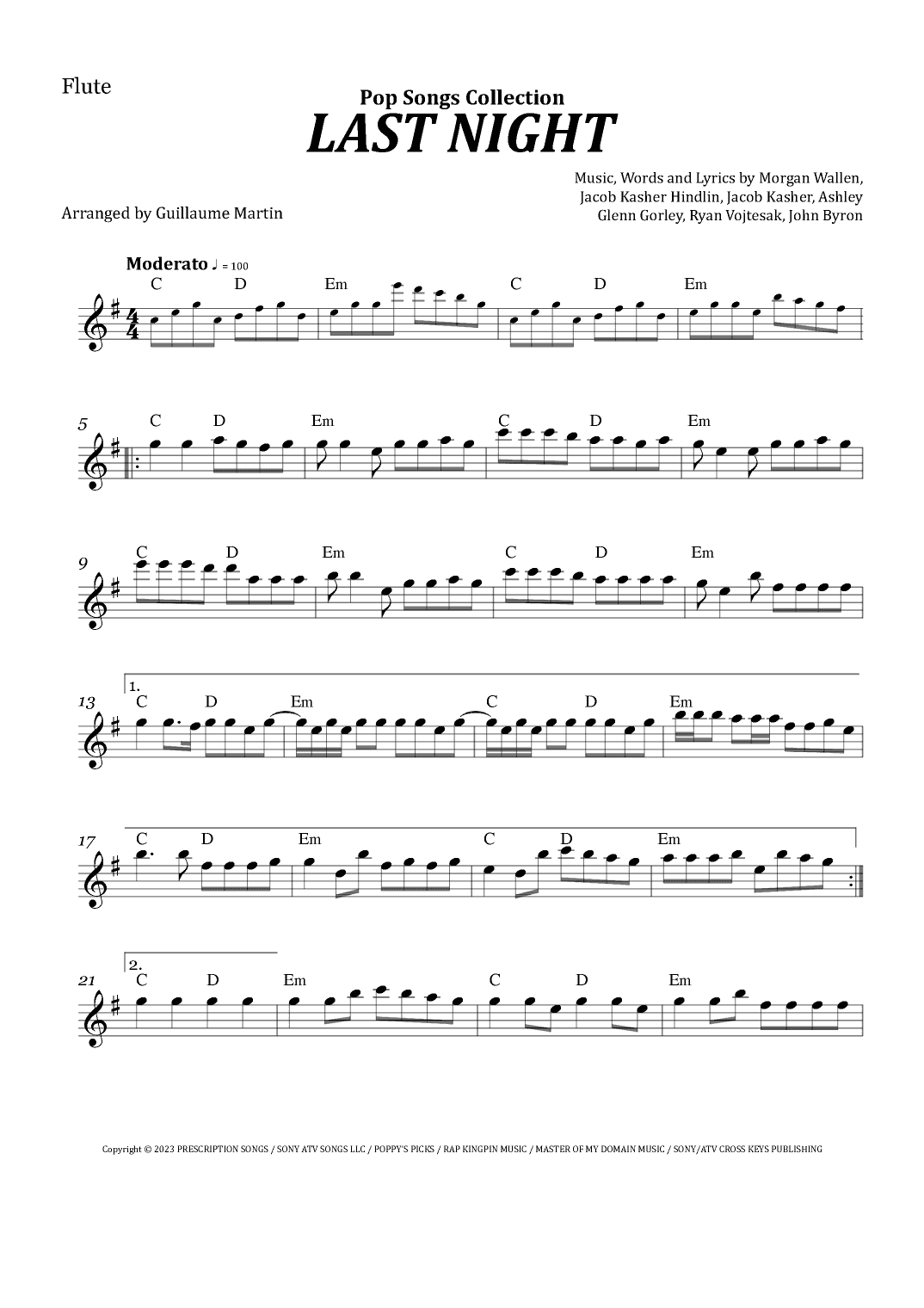 Last Night (arr. Guillaume Martin)