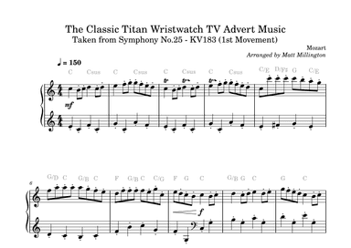 The Classic Titan Wristwatch TV Advert Music Taken from Symphony No.25 - KV183 (1st Movement) (arr. Matt Millington)