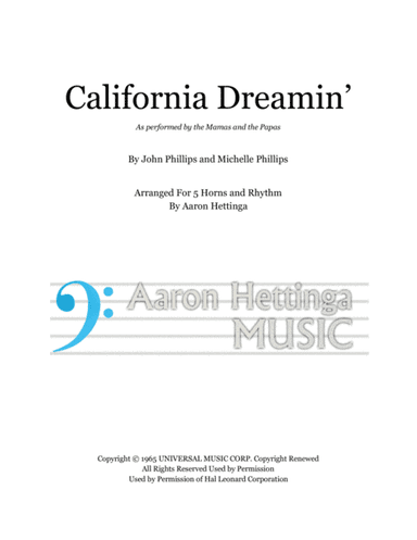 California Dreamin' (arr. Aaron Hettinga)