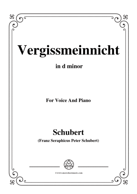 Schubert-Vergissmeinnicht in d minor,for voice and piano (arr. MSM)
