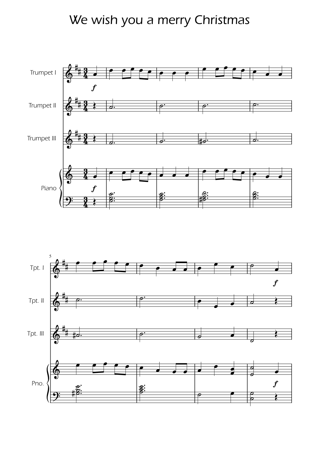 We Wish You a Merry Christmas - Trumpet Trio w/ Piano (arr. Ygor Nunes)