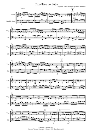 Tico Tico for Violin and Double Bass Duet (arr. David Burndrett)