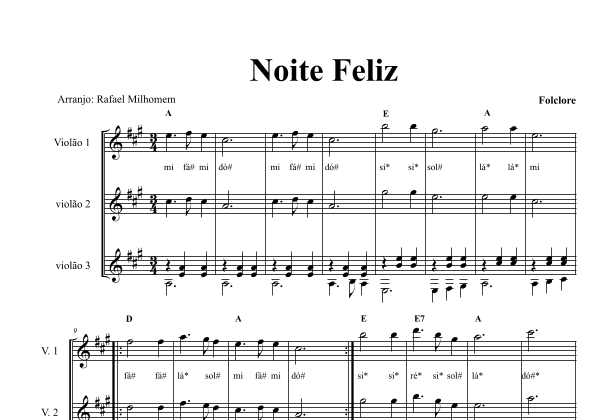 Noite Feliz - Guitar Orchestra - Score Only (arr. Rafael Milhomem)