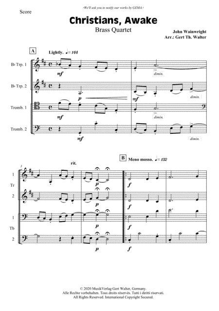 Christians, Awake, Salute The Happy Morn (arr. Gert Th. Walter)