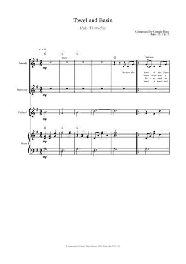 Towel and Basin - Holy Thursday - duet, violin and piano