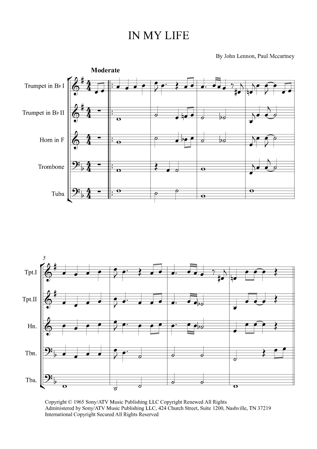 In My Life (arr. Alex Nunes Rodrigues)