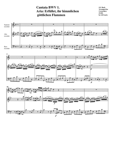 Aria: Erfuellet, ihr himmlichen  goettlichen Flammen from Cantata BWV 1 (arrangement for 3 recorders (arr. Gil Garty)