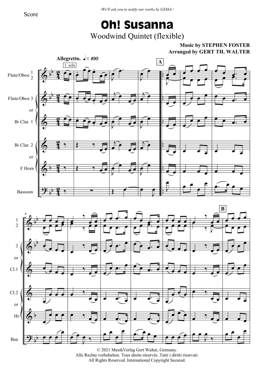 Oh! Susanna (arr. Gert Th. Walter)