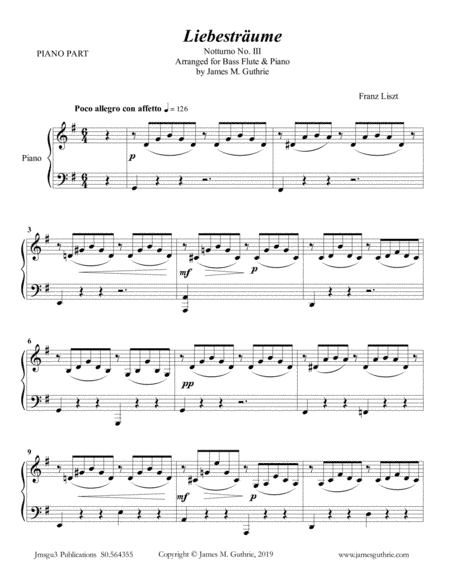 Liszt: Liebestraume for Bass Flute & Piano (arr. James M. Guthrie)