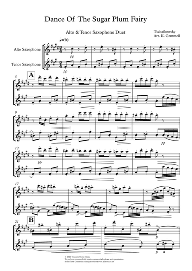 Dance Of  The Sugar Plum Fairy: Alto & Tenor Saxophone Duet (arr. Keith Gemmell)