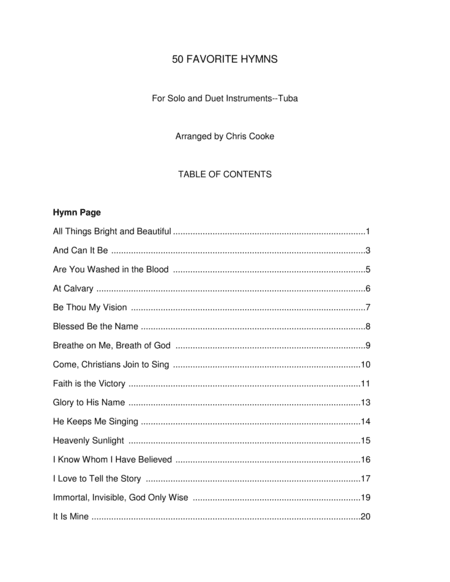 50 Favorite Hymns for Solo and Duet Instruments--Tuba (arr. Chris Cooke)