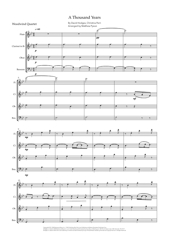 A Thousand Years (arr. Matthew pyeon)