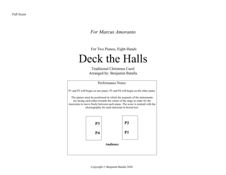 Deck the Halls Piano Eight-Hands (arr. Benjamin Batalla)