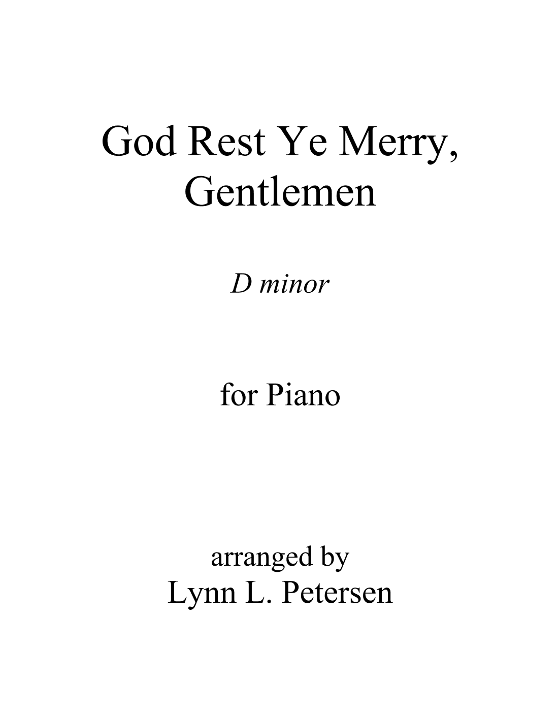 God Rest Ye Merry Gentlemen (D minor) (arr. Lynn L. Petersen)
