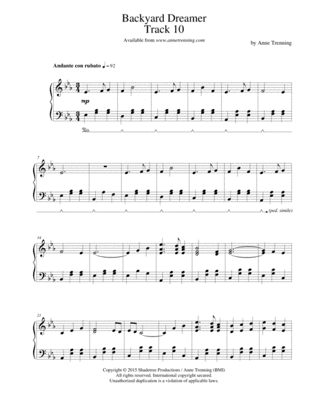 Backyard Dreamer (sheet music for piano)