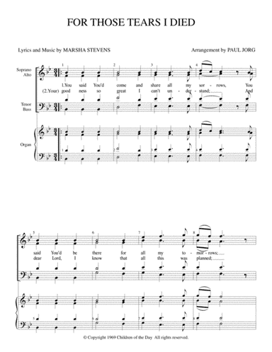 For Those Tears I Died (arr. Paul A. Jorg)