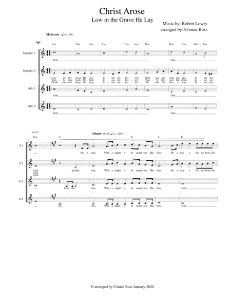 Christ Arose - Low in the Grave He Lay - A Capella - SSAA (arr. Connie Boss)