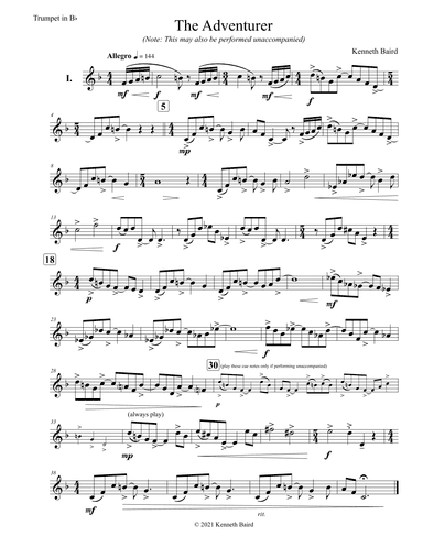 The Adventurer: Suite for Trumpet and Piano (optional: unaccompanied)