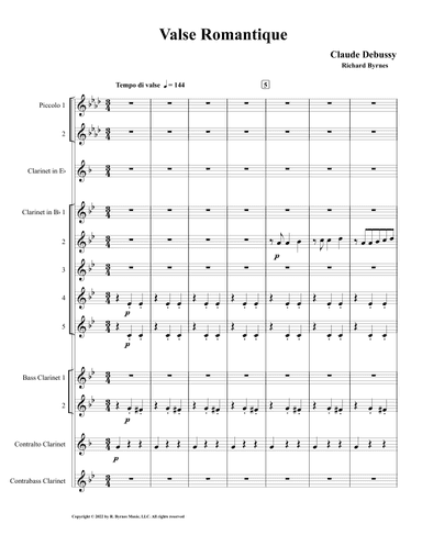 Debussy - Valse Romantique (Clarinet Choir + 2 Piccolos) (arr. Richard Byrnes)