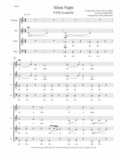Silent Night - SATB Acappella (arr. Yoshie Nakayama)