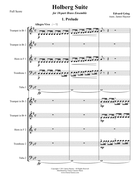 Holberg Suite for 10-part Brass Ensemble (arr. Haynor, James)