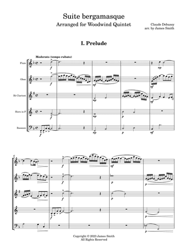 Suite bergamasque for Woodwind Quintet (arr. James Smith)