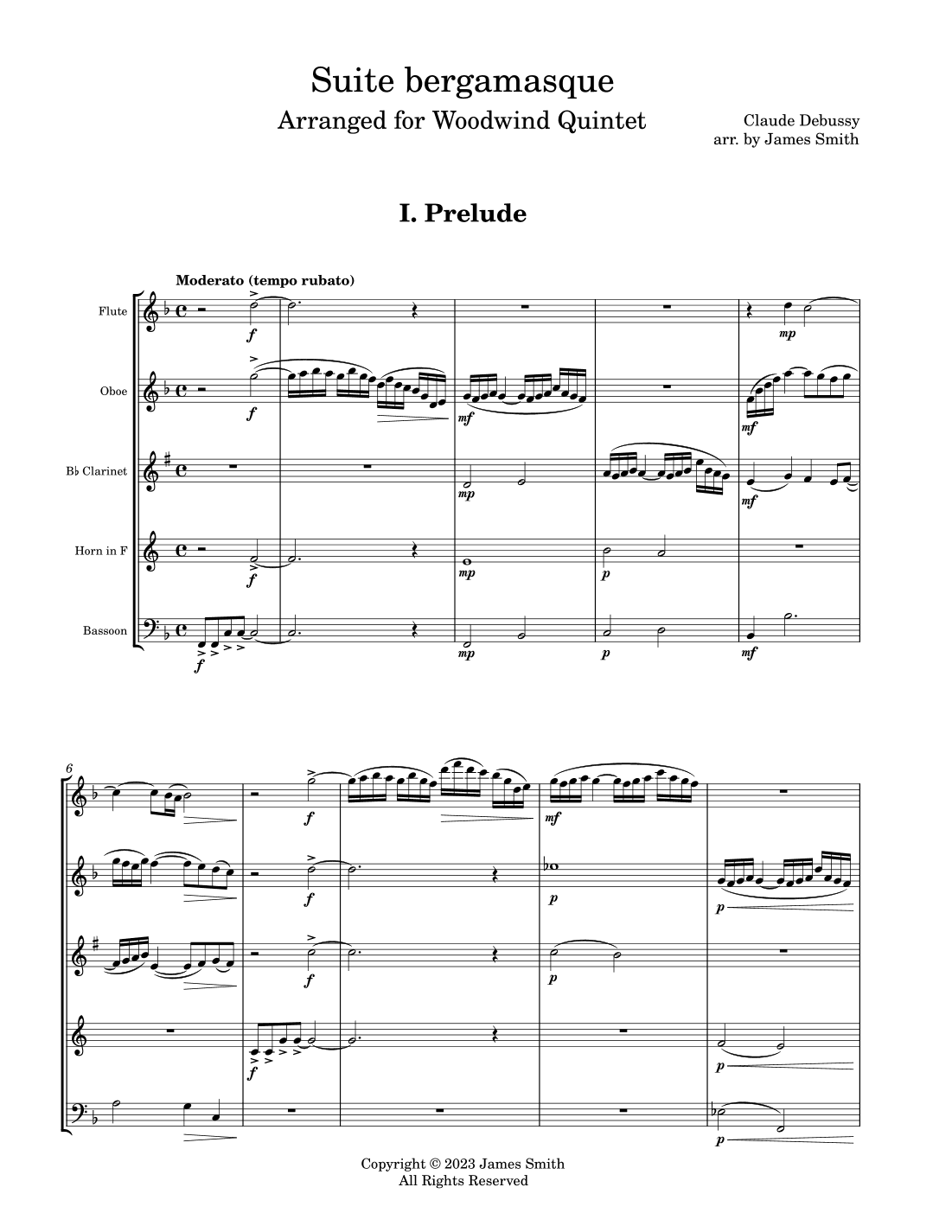Suite bergamasque for Woodwind Quintet (arr. James Smith)