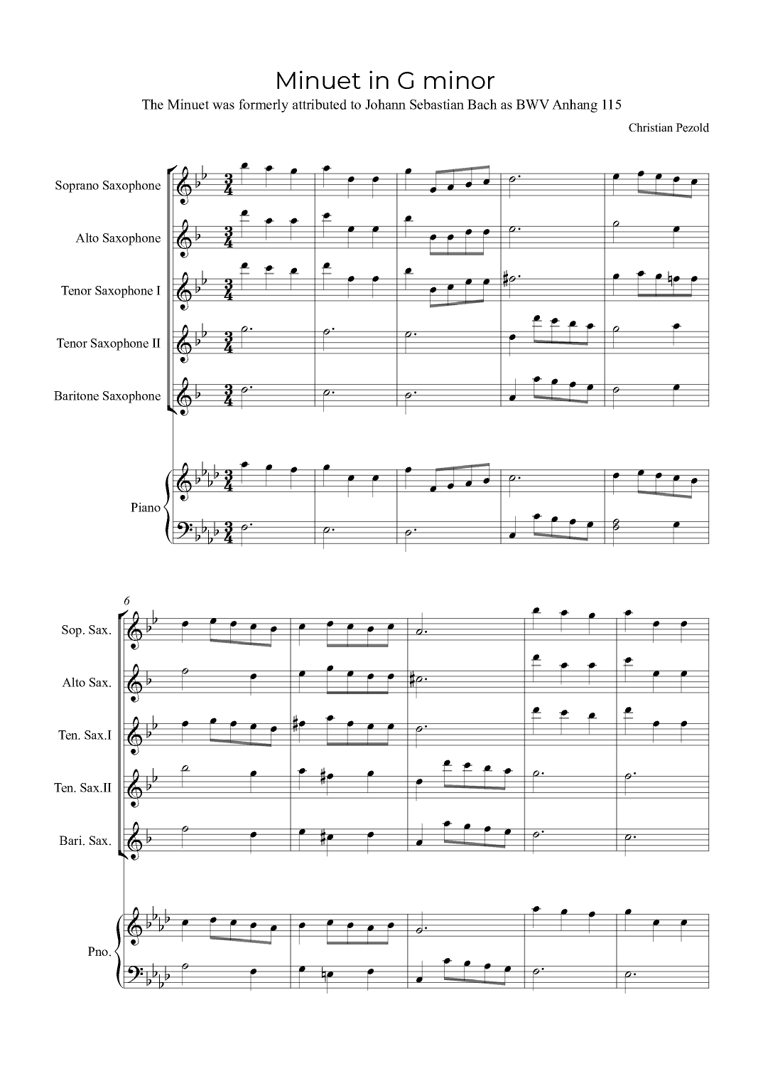 Minuet In G minor (with piano) (arr. Alex Nunes Rodrigues)