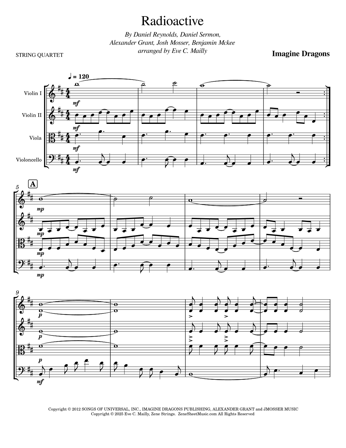 Radioactive (arr. Eve C. Mailly - Zene Strings)